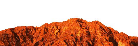Pixel art of a rugged mountain near Duhok at sunset, in amber and rust