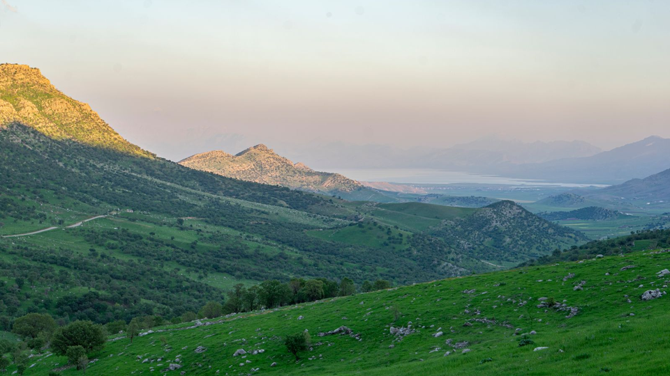 Green mountains in Kurdistan in spring, sharp and clear